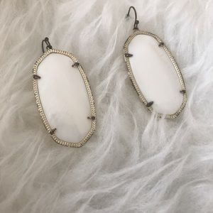 Kendra Scott White Danielle Earring Gold Trim